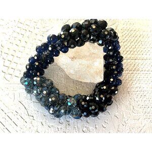 Blue Cluster Beaded Stretch Bracelet